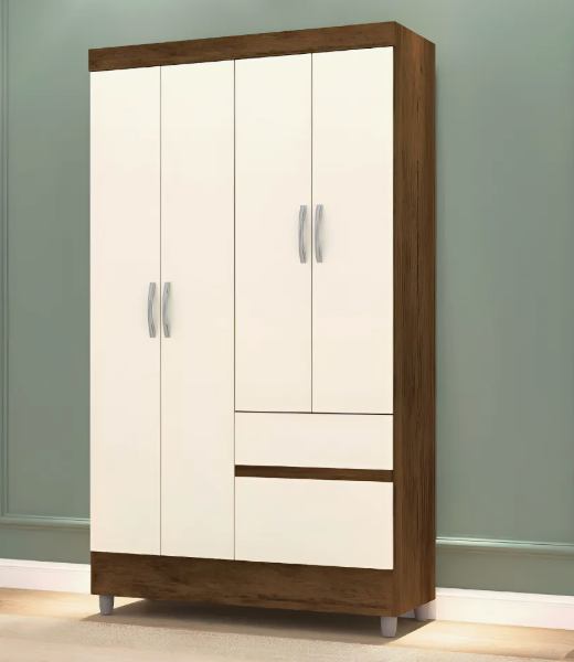 Guarda-Roupas Solteiro Panama com 4 Portas Imbuia - Image 2