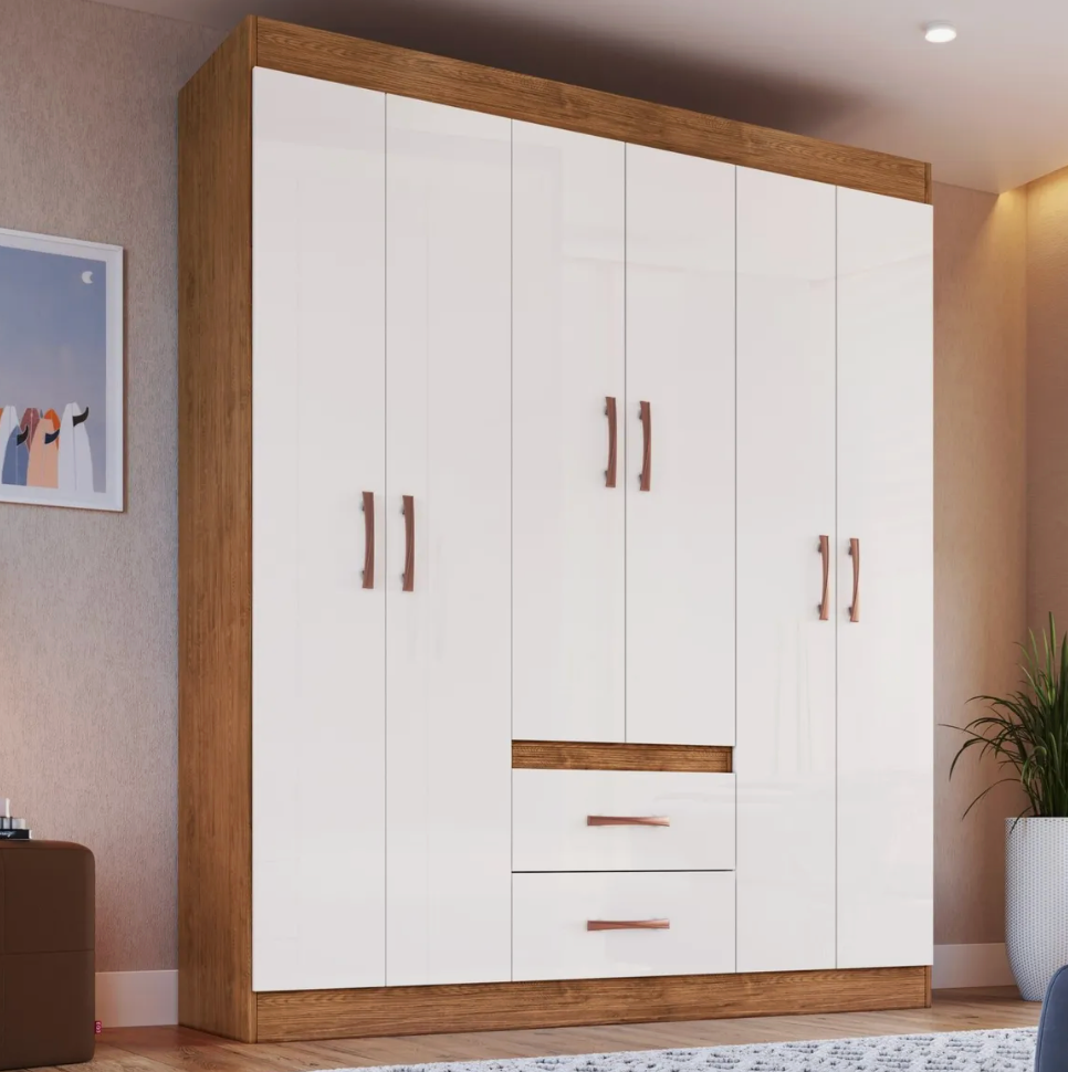 Guarda-Roupas Solteiro Montevideu com 6 Portas e 2 Gavetas - Image 2