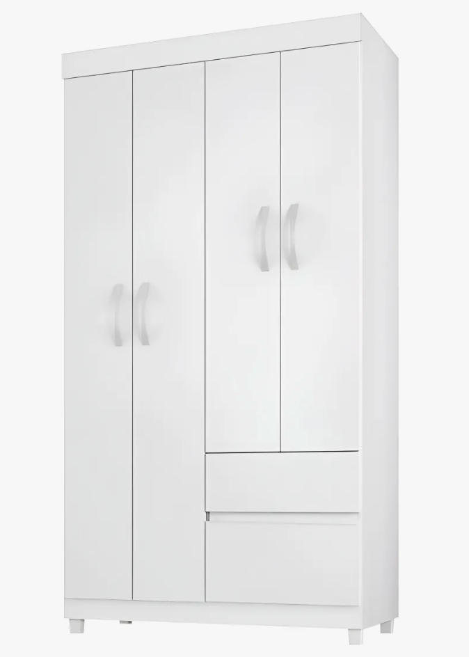 Guarda-Roupas Solteiro Lotus Demóbile com 4 Portas – Branco - Image 2