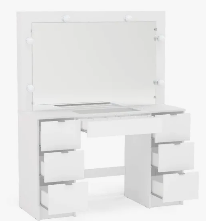 Penteadeira Camarim com 7 Gavetas França Politorno – Branco