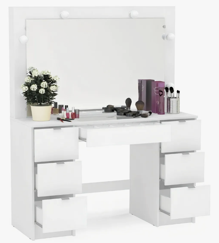 Penteadeira Camarim com 7 Gavetas França Politorno – Branco - Image 2