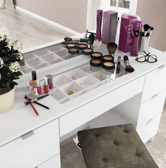 Penteadeira Camarim com 7 Gavetas França Politorno – Branco - Image 3