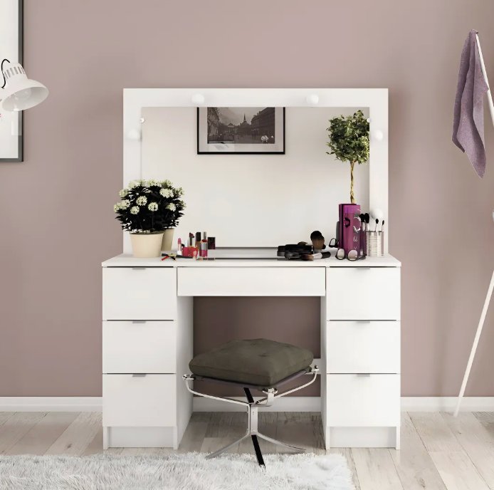 Penteadeira Camarim com 7 Gavetas França Politorno – Branco - Image 5