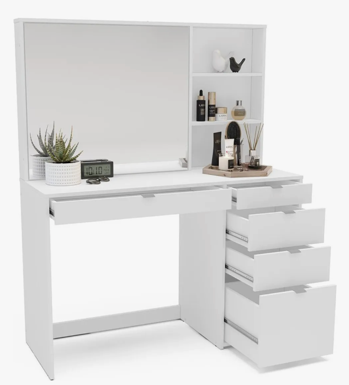 Penteadeira com 5 Gavetas e 3 Nichos Blum Politorno – Branco - Image 2