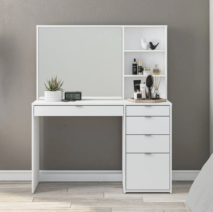 Penteadeira com 5 Gavetas e 3 Nichos Blum Politorno – Branco - Image 4