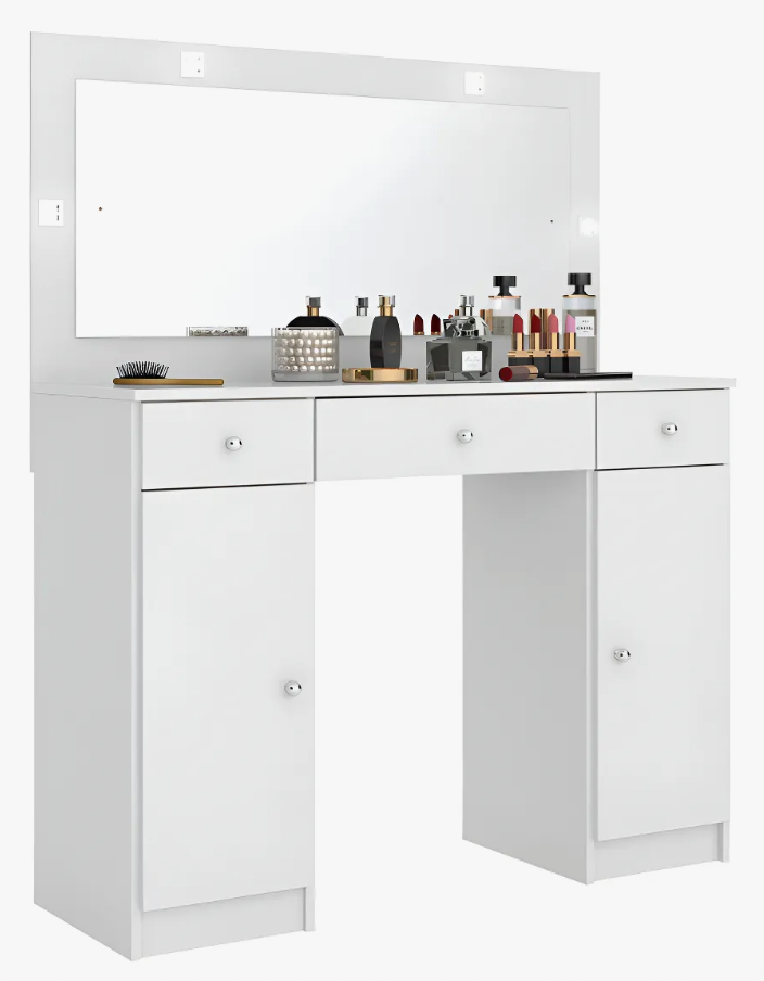 Penteadeira Demóbile Com Espelho 3 Gavetas e 2 Portas – Branco
