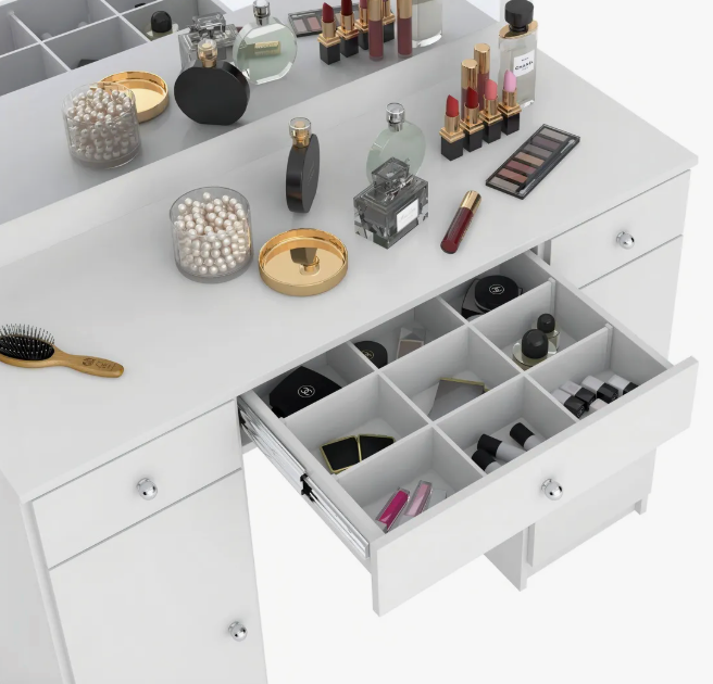 Penteadeira Demóbile Com Espelho 3 Gavetas e 2 Portas – Branco - Image 2