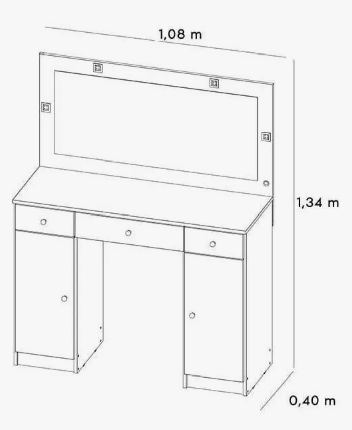 Penteadeira Demóbile Com Espelho 3 Gavetas e 2 Portas – Branco - Image 3