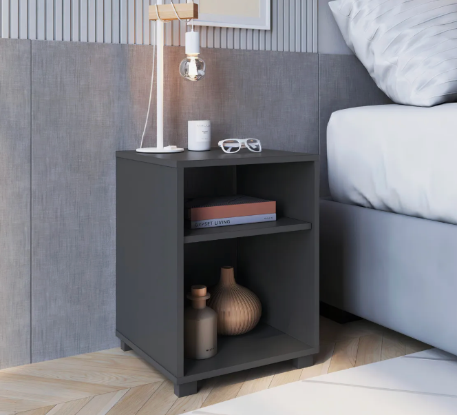 Mesa de Cabeceira com Prateleira Siena – Grafite - Image 3