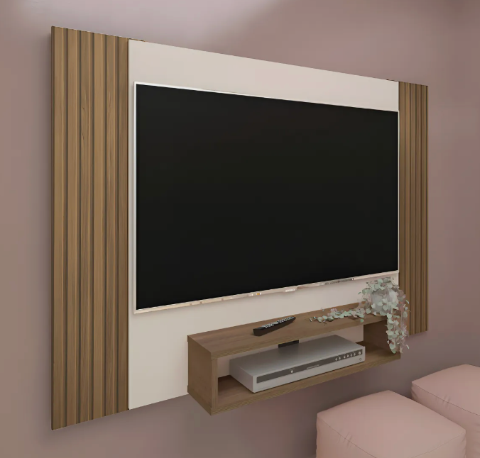 Painel para TV até 40” Cine Artely com 1 Nicho – Off White/Pinho - Image 3