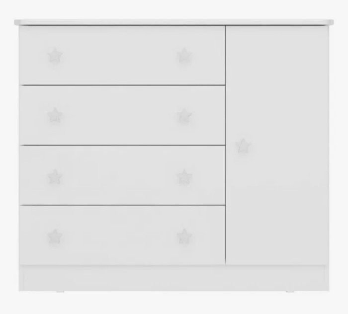 Cômoda Infantil Qmovi com 1 Porta e 4 Gavetas – Branco