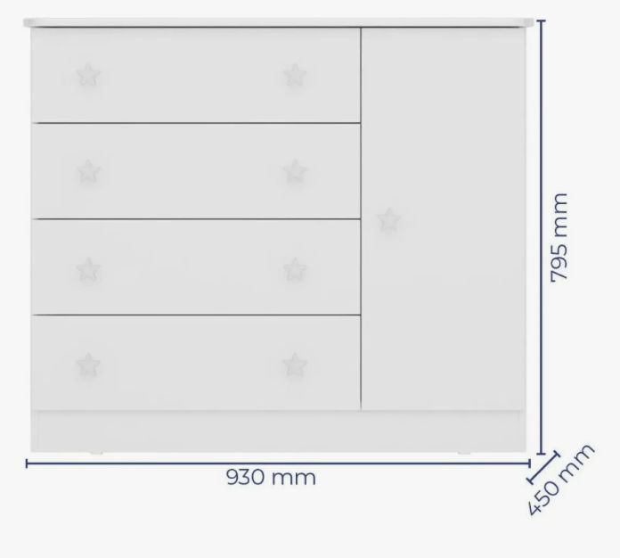Cômoda Infantil Qmovi com 1 Porta e 4 Gavetas – Branco - Image 3
