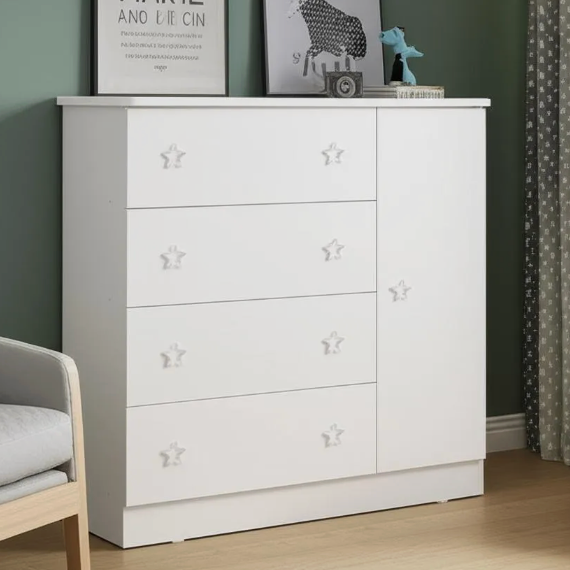 Cômoda Infantil Qmovi com 1 Porta e 4 Gavetas – Branco - Image 2