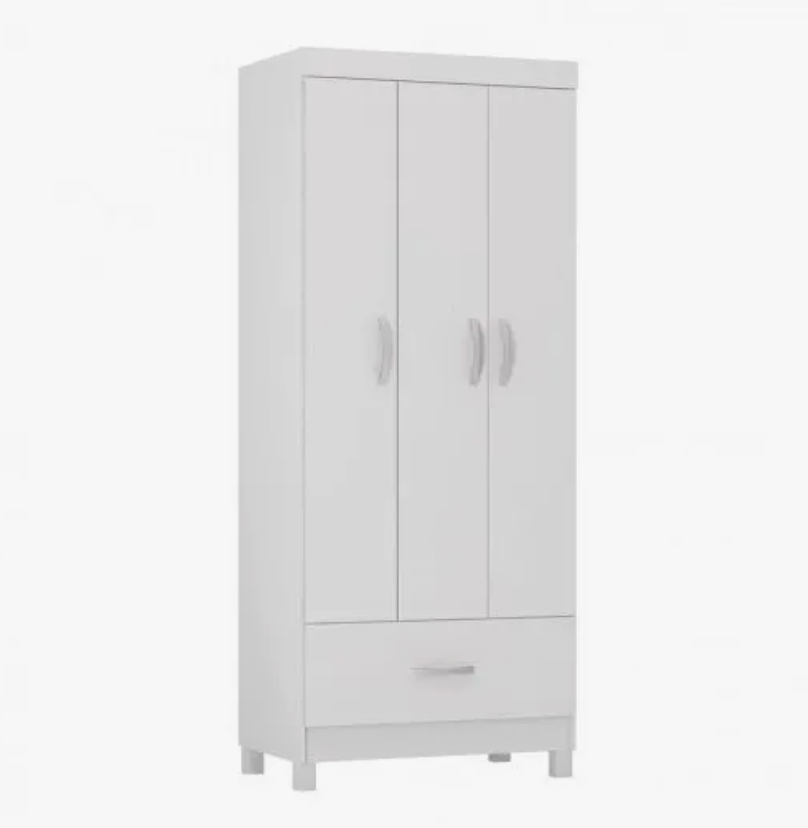 Guarda-Roupas Solteiro Prince com 3 Portas e 1 Gaveta – Branco